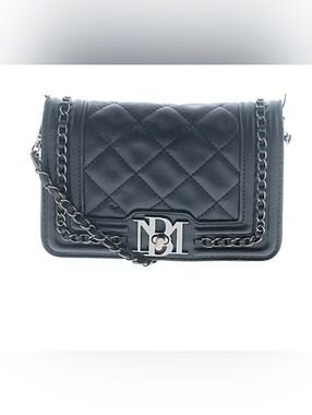Badgley Mischka Black Quilted Crossbody with Silver Chain and Logo Emblem